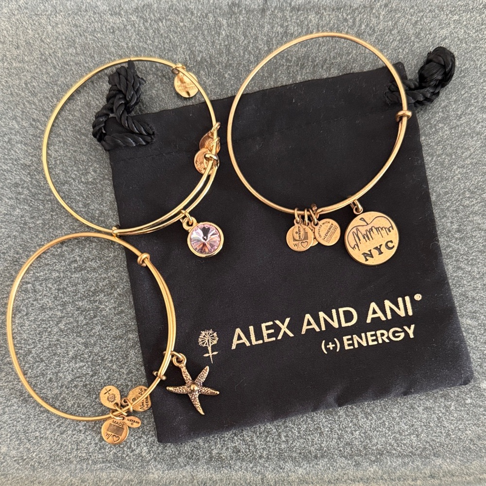 Alex and Ani Gold Charm Bracelets Set